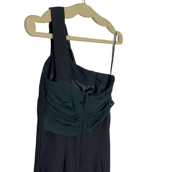 Vintage Gale Mitchell Designer 90's Black One Shoulder Dress w/ 100% Silk Sash - Picture 3 of 10